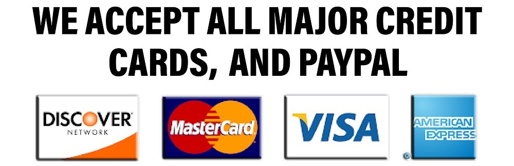 We accept all major credit cards, and paypal